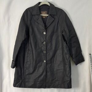 Excellend Collection Women's Sz XL Gray Leather button Coat jacket Eddy Sleeves